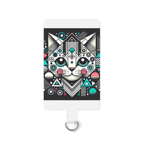 幾何学模様の猫003 Smartphone Strap
