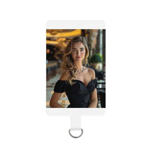 ドバイの豪華なホテルでブラックドレスを着た素敵な女性sanae2074 Smartphone Strap