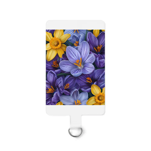 紫色のクロッカスの花　黄色のダッフォディルの花　イラスト Smartphone Strap