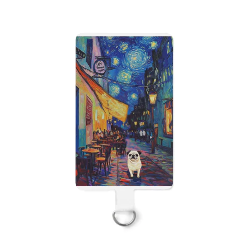 パグと夜のカフェテラス Smartphone Strap