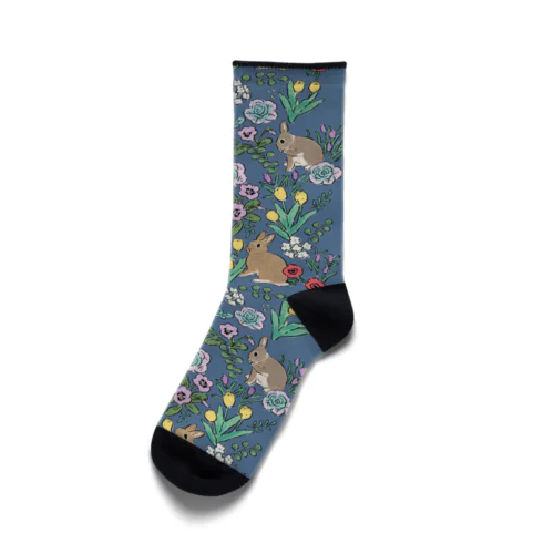 うさぎさんと早春の花 Socks