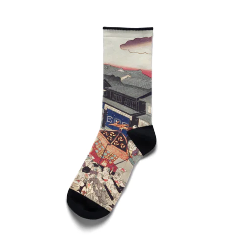 祇園祭　江戸名所道化尽　十七　壱丁目祇園会 / Comical Views of Famous Places in Edo 17th 1-chome Gionkai Socks