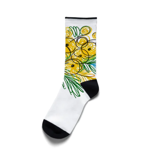 鮮やかなカラフルなミモザの花束 Socks