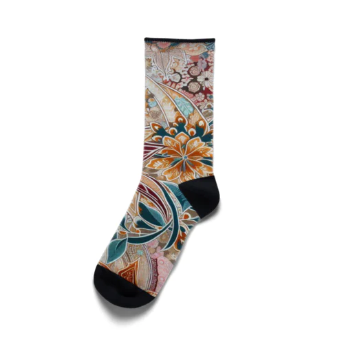 お花のバティック柄 鮮やか Socks