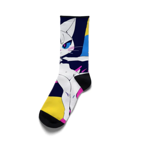 pop lady cat girl Socks