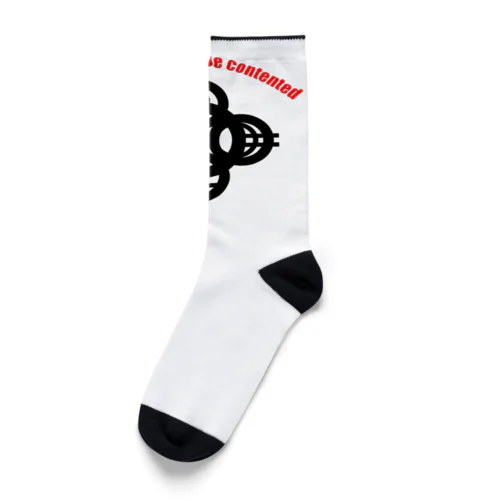 吾唯足知(われただたりるをしる)h.t.大アーチ赤英語・黒マーク Socks