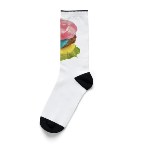 市松模様ピンクハンバーガー Socks