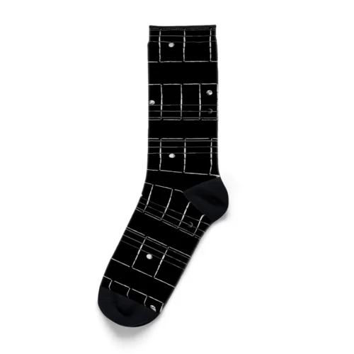 ギターネックボーダー柄 黒 Socks