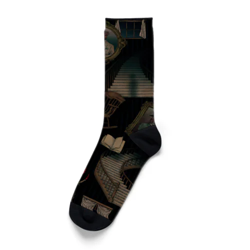 亡霊の館柄GRN Socks