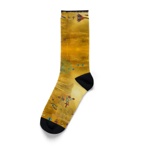 古代エジプト　K24ゴールドカラー　(スカラベ • バステト • ロータス) Socks