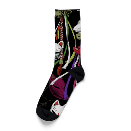 狐面祝言柄MLC Socks