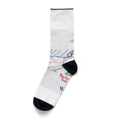 弐千円札サーバー手書き路線図 英語バージョン Socks