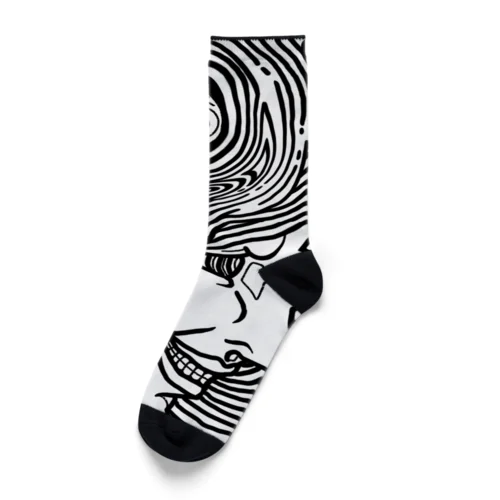 線画　笑い Socks