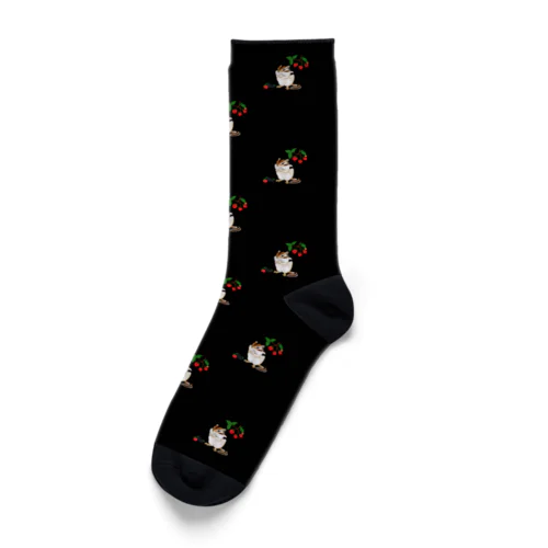 木苺とシマリス（黒） Socks