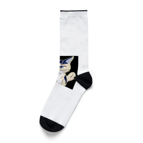 気品ある猫 シマシマ柄 Socks