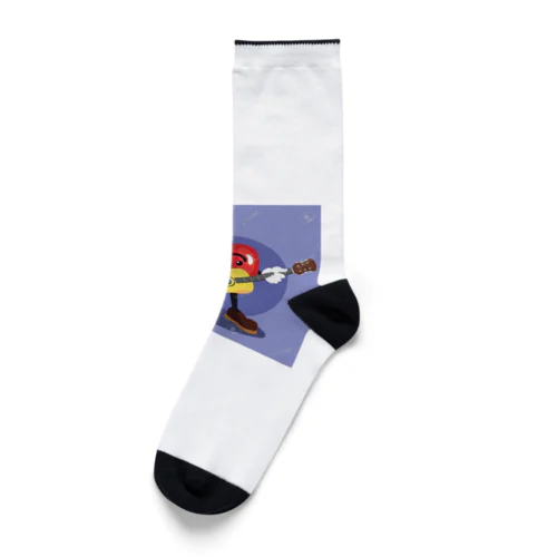 イラストのギターを弾くトマトくん Socks