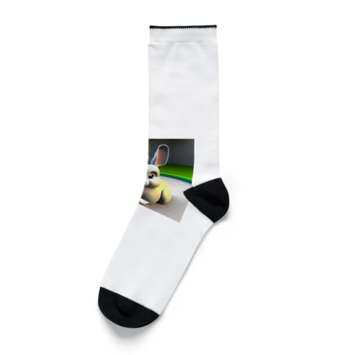 かわいい兎の3Dイラストグッズ Socks