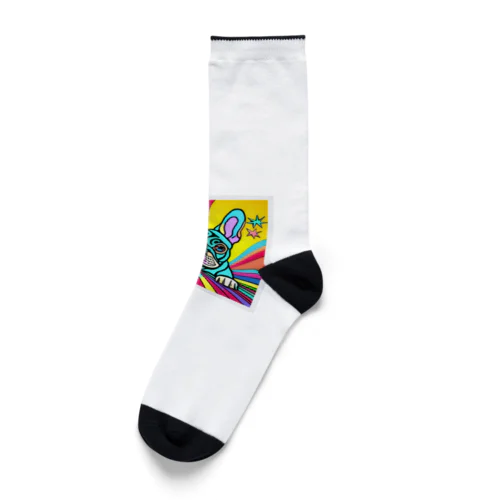 サイケデリックなフレンチブルドッグのイラストグッズ Socks