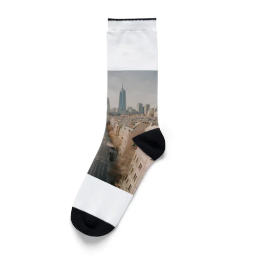 綺麗なビル街のアイテムグッズ Socks