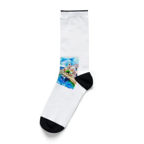 ギリシャの街並み Socks