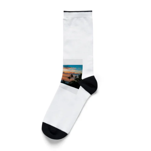 海と夕陽のコントラスト Socks