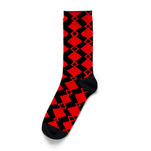 赤と黒の柄靴下 Socks