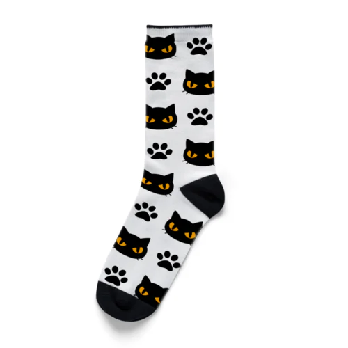 黒猫と足跡白 Socks