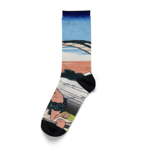 北斎「富嶽三十六景⑤　尾州不二見原」葛飾北斎の浮世絵 Socks