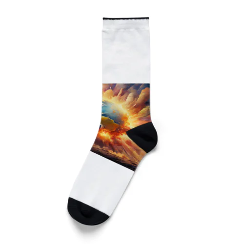 惑星が地球に落下、そして大爆発のグッズ Socks