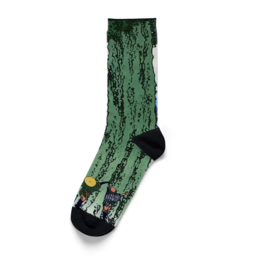 北斎「富嶽三十六景⑰　甲州三嶌越」葛飾北斎の浮世絵 Socks