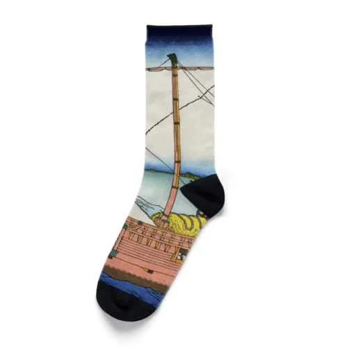 北斎「富嶽三十六景㉒　上総の海路」葛飾北斎の浮世絵 Socks