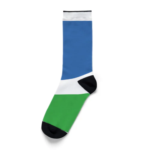 ミニマリズムデザインな気分　青と緑 Socks