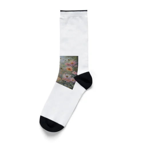 蜂と花のイラストグッズ Socks