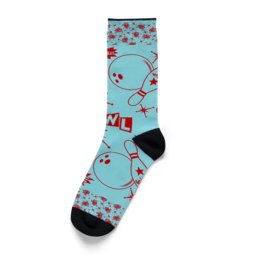 レッツゴー　ボウリング　ライトブルー Socks