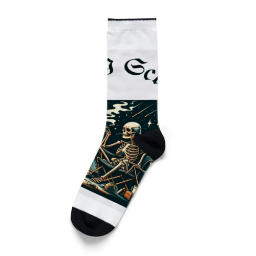 camping smoking skull Socks