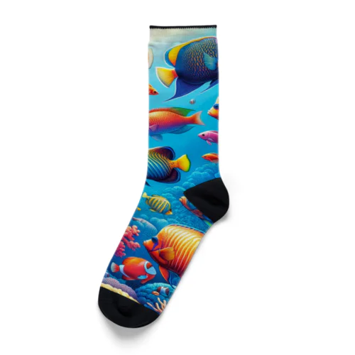 熱帯の楽園 - 色鮮やかな魚の世界 Socks