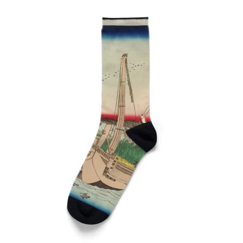 広重「冨二三十六景④　東都佃沖」歌川広重の浮世絵 Socks