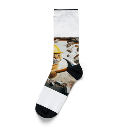 壁を壊す猫 Socks