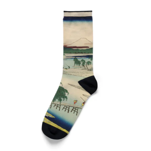 広重「冨二三十六景⑬　武蔵玉川」歌川広重の浮世絵 Socks