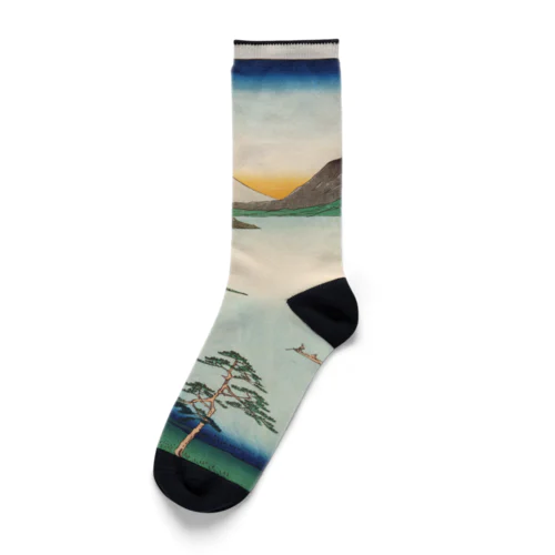 広重「冨二三十六景㉘　信州諏訪之湖」歌川広重の浮世絵 Socks