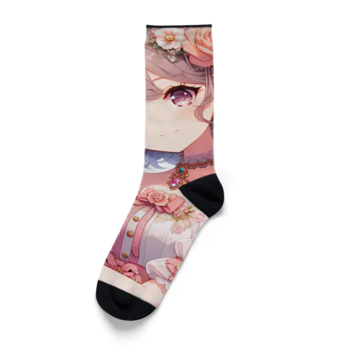 春の花畑と少女 Socks