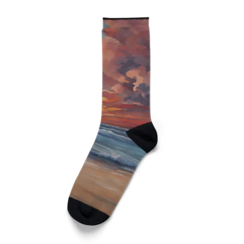 夕日の海辺 Socks