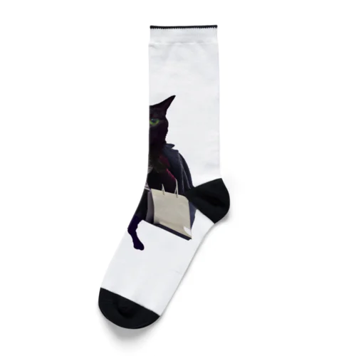 買い物をする黒猫BIBI Socks