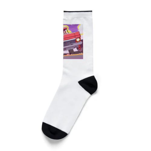 ホットロッド　イラスト　ノスタルジック Socks