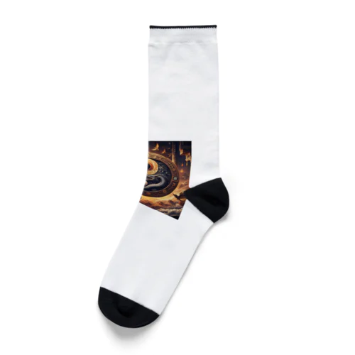 黄金に輝く龍と古代の智慧 Socks