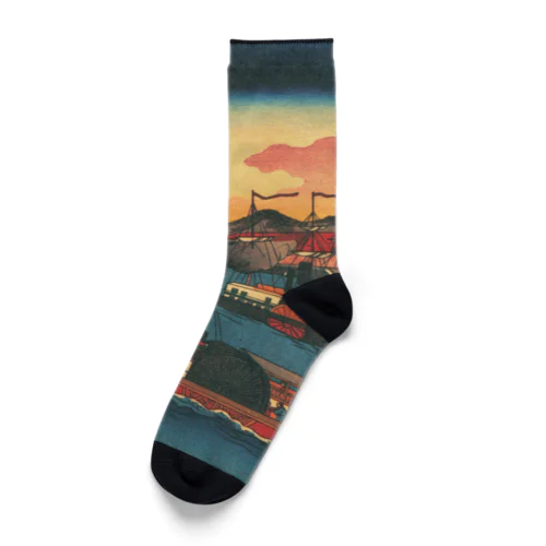 浮世絵「攝州神戸海岸繁栄図」 Socks