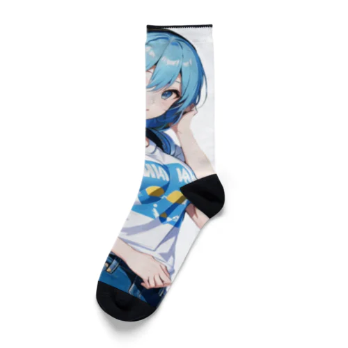 青髪美女　名前はミズキ Socks