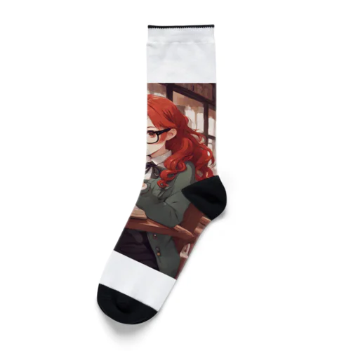 赤毛の読書メガネさん Socks
