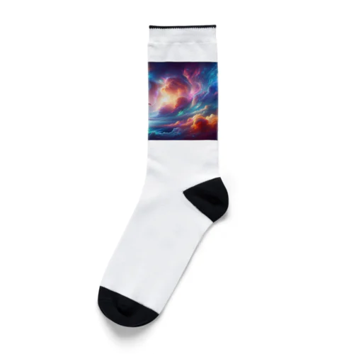 " Dolphins Swimming in the iridescent clouds (1) " 　( 彩雲の中を泳ぐイルカ (1) ) Socks