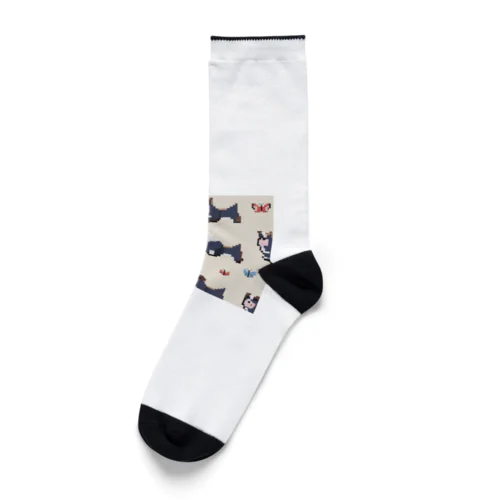 蝶々を追いかけるブルドッグ Socks